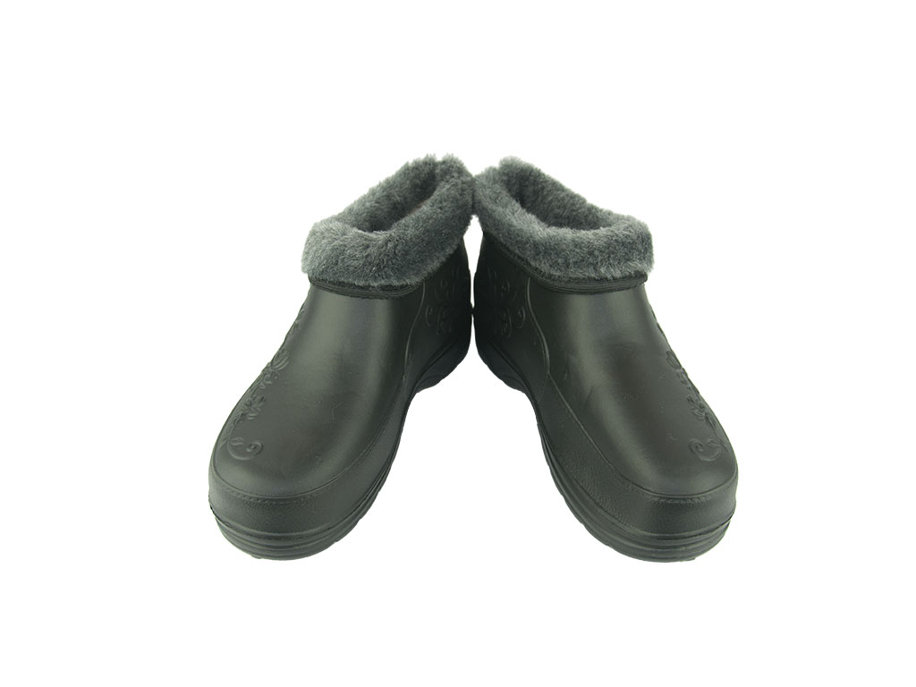 Женские зимние галоши цветок черные